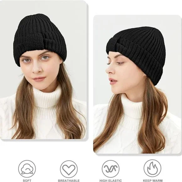 Womens Knit Beanie Hat - Stretchy Soft Warm Daily Touque - Picture 8 of 11